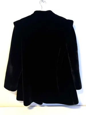 Sasson Vintage Faux Fur Plush Jacket Hook and Eye Closure Black Womens Size 14 thumbnail 2