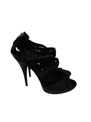 FENDI Black Suede Platform Mesh Heels Size 39 / US 9 thumbnail 5
