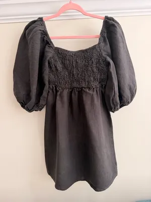 Tuckernuck Black Smocked Puff-Sleeve Mini Dress thumbnail 4