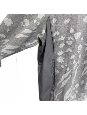 Chico's Collection Jacquard Print Gray Sweatshirt Studded Shoulders 3 (Size XL) thumbnail 3
