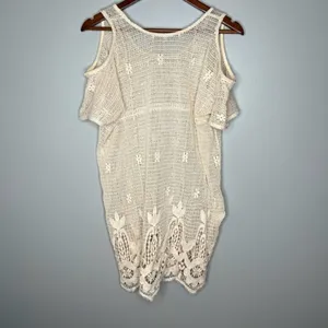 LOVERS + FRIENDS WEEKEND TUNIC cream natural cold shoulder unlined size large thumbnail 7