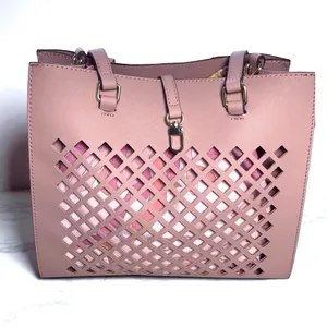 Trina Turk Pink Lattice Handbag with Floral Liner – summer bag thumbnail 2