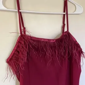 Iris Garnet Feather Trim Cami Dress Women Size M thumbnail 4