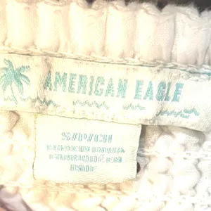 American Eagle Boho Cream Lace Crochet Strapless Bandeau Crop Top Festival Cottagecore Small thumbnail 6