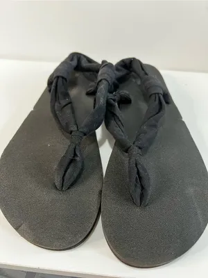 Sanuk Yoga Sling Ella Black Knotted Fabric Boho Sandals thumbnail 3