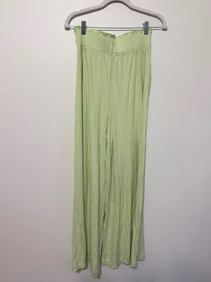 Free People Movement Blissed Out Wide Leg Pants Womens Size XS Green Ribbed thumbnail 7
