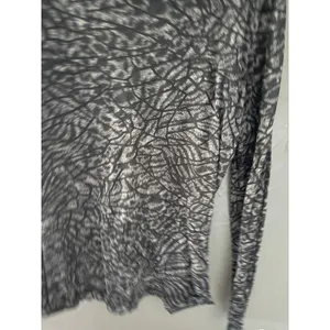 BKE Womens Long Sl Grunge Whimsigoth Web Metallic Silver‎ Black Scoop Top Large thumbnail 3