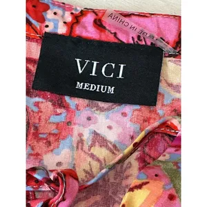 VICI Red Floral‎ Babydoll Top Medium 3/4 Balloon Sleeve Empire Waist Size M thumbnail 8