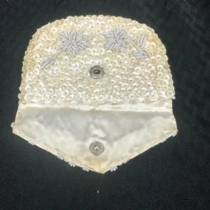 Vintage Safco Beaded Sequin Coin Purse‎ Ivory Evening Bag Handmade Hong Kong thumbnail 3