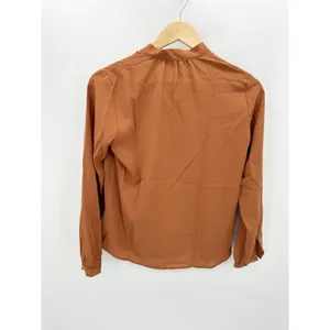 Lands' End Outfitters Blouse Women 2 Brown‎ Tie Neck Long Sleeve Button Cuff thumbnail 2