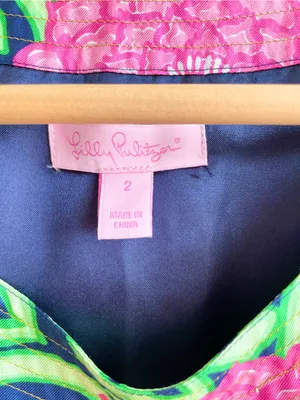 Vintage Lilly Pulitzer Silk Shift Dress Size 2 Pink Green Floral thumbnail 3