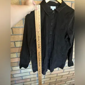 J Jill Dark Brown Corduroy Button Up Shirt Women’s Size Medium thumbnail 6