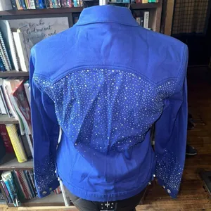 Ethyl rhinestone western cropped colorful M denim jacket thumbnail 2