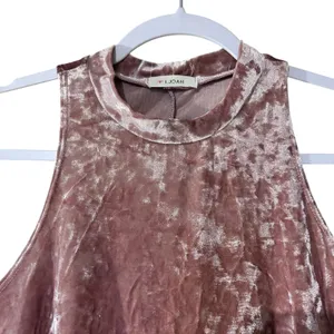 i.JOAH Mini Tent Dress Pink Velour Sleeveless SZ SM USA High Neck Boho Fairy thumbnail 3