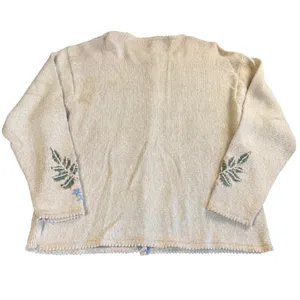 Jantzen Cardigan Women Large Hand Embroidered Fall Florals Cotton Ramie Vintage thumbnail 8