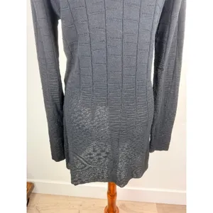 Raey Black Organic Cotton Textured Pointelle Crochet Knit Sweater‎ Dress Italy thumbnail 9