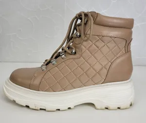 Jane Quilted Just Fab Womens Boots Sz 7‎ Brown Ankle Cut Lace-Up Platform Heels thumbnail 1