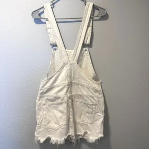 Free People Women's Size-0 Torn Up Jumper Dress‎ Skirt Overall White thumbnail 11