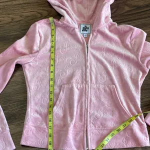 Juicy Couture Logo Embossed Pink Velour Tracksuit with Hoodie Top Small Bottom M thumbnail 6