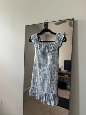 Abercrombie Striped Ruffle Ruched Dress thumbnail 3