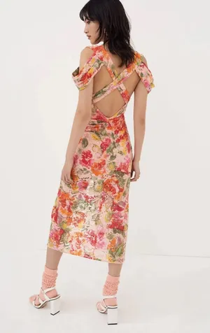 For Love & Lemons Beth Midi Dress Small thumbnail 3