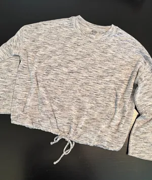 Aerie Womens Gray Marled Space Dye Cinch Hem Pullover Sweater Large‎ L Slouchy thumbnail 1