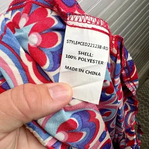 Melloday Printed Wide Leg Patterned Pocket Jumpsuit Size XL Red Blue thumbnail 11