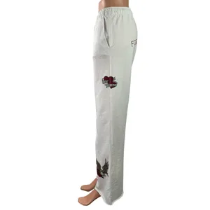 Subdued Women's White Drawstring Graphic Print High Rise Wide Leg Sweat Pants S thumbnail 2