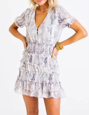 Karlie large peach floral smocked tiered dress thumbnail 1