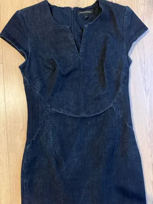Banana Republic Denim Sheath Dress Size 4 Dark Wash Short Sleeve thumbnail 2