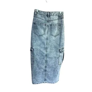 Love, Fire Sz 1 Denim Blue Cargo Maxi Pocket Boho Skirt thumbnail 2