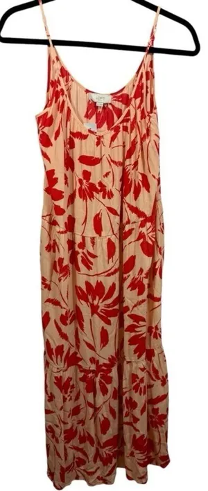 NWT LOFT Sleeveless Tiered Floral Midi‎ Dress Size XS Feminine Vacation Beachy thumbnail 1