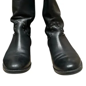 Sam Edelman Paxton Women's 6.5 black leather‎ studded tall moto riding boots thumbnail 6