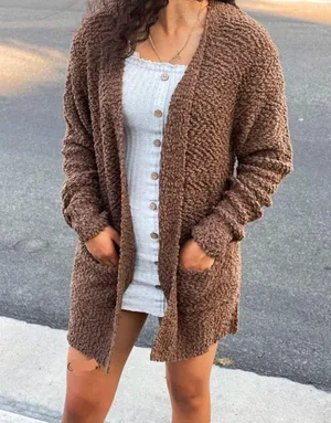 Zenana Popcorn Texture Cardigan thumbnail 2