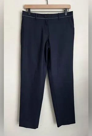 Tory Burch Marina Wool Tapered Ankle Trousers in Navy Blue 2 thumbnail 3