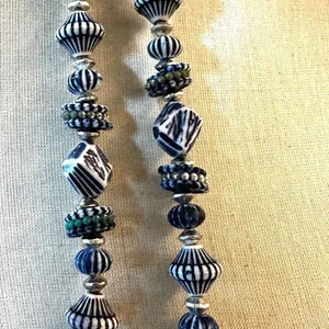 Blue beaded long necklace thumbnail 6