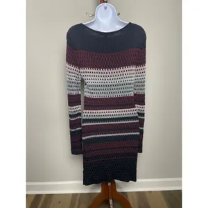 White House Black Market Black Striped Sweater Dress Long Sleeve Size M thumbnail 3