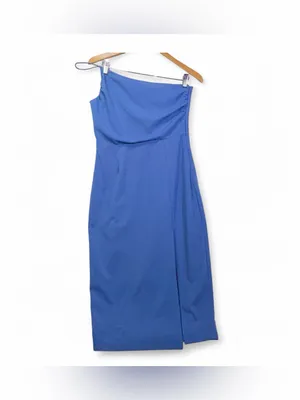Lulus Women’s Elegant Allure Slate Blue One-Shoulder Sleeveless Midi Dress Size thumbnail 4
