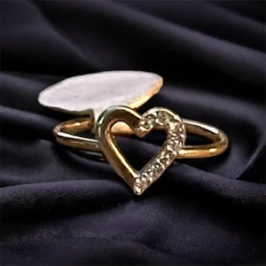 Vintage 14K HE Espo Simulated Diamond Open Heart Ring thumbnail 1