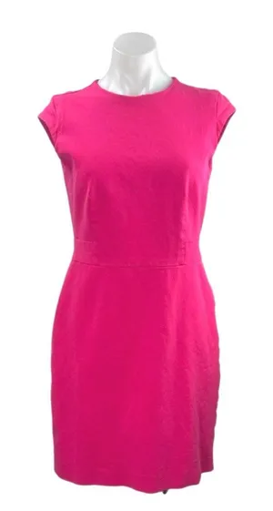 Ann Taylor Women Pink Short Cap Sleeve Crew Neck Career Mini Sheath Dress Size 8 thumbnail 1