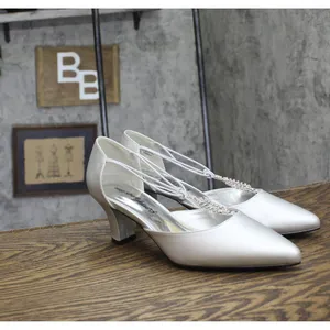 NWT Easy Street Womens Moonlight Dress Block Heel Pump Silver Satin Gray 9W thumbnail 6