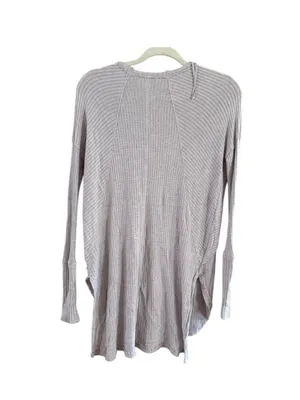 Free People Light Heather Gray Waffle Knit Scoop Neck Tunic Top thumbnail 3