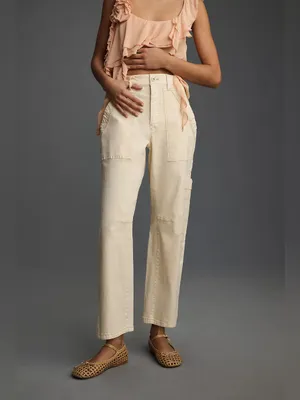 Pilcro Anthropologie Millie Low-Slung Barrel Cargo Pants Ivory Size 28 thumbnail 2