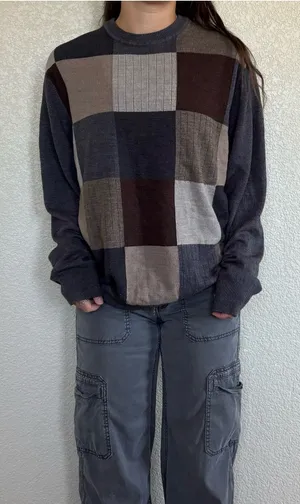 Dockers brown & grey checkered sweater  thumbnail 1