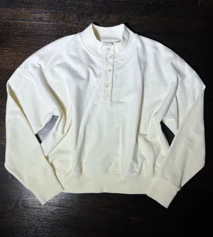 Calia Cream Mock Henley Sweatshirt Boxy Size Large thumbnail 1