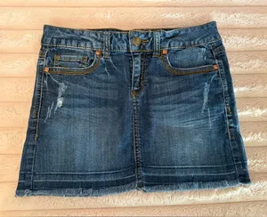 Candie's Y2K Denim Mini Skirt Raw‎ Hem Embroidered Pockets thumbnail 1