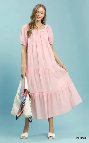 Umgee Textured Tiered Midi‎ Dress - Medium thumbnail 1