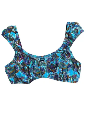 NEW Wild Fable™ Blue Paisley Women's Cap Sleeve Tiny Top M thumbnail 2