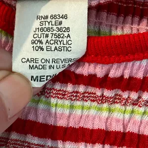 Bonkers Y2k vintage rainbow striped smocked red multicolor crop tank top small thumbnail 6