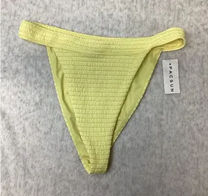 PacSun Swim Eco Yellow Smocked High‎ Cut Bikini Bottoms Small NWT thumbnail 1